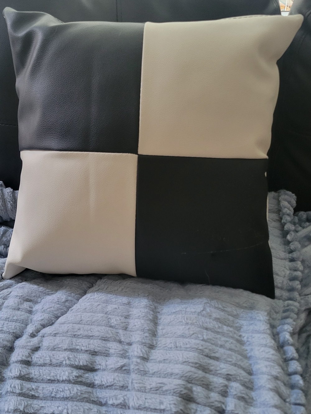 Black and Cream Checker Accent Pillow - Home Accents